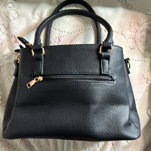 KK XIU Faux Black Leather Satchel Bag - Picture 2 of 2